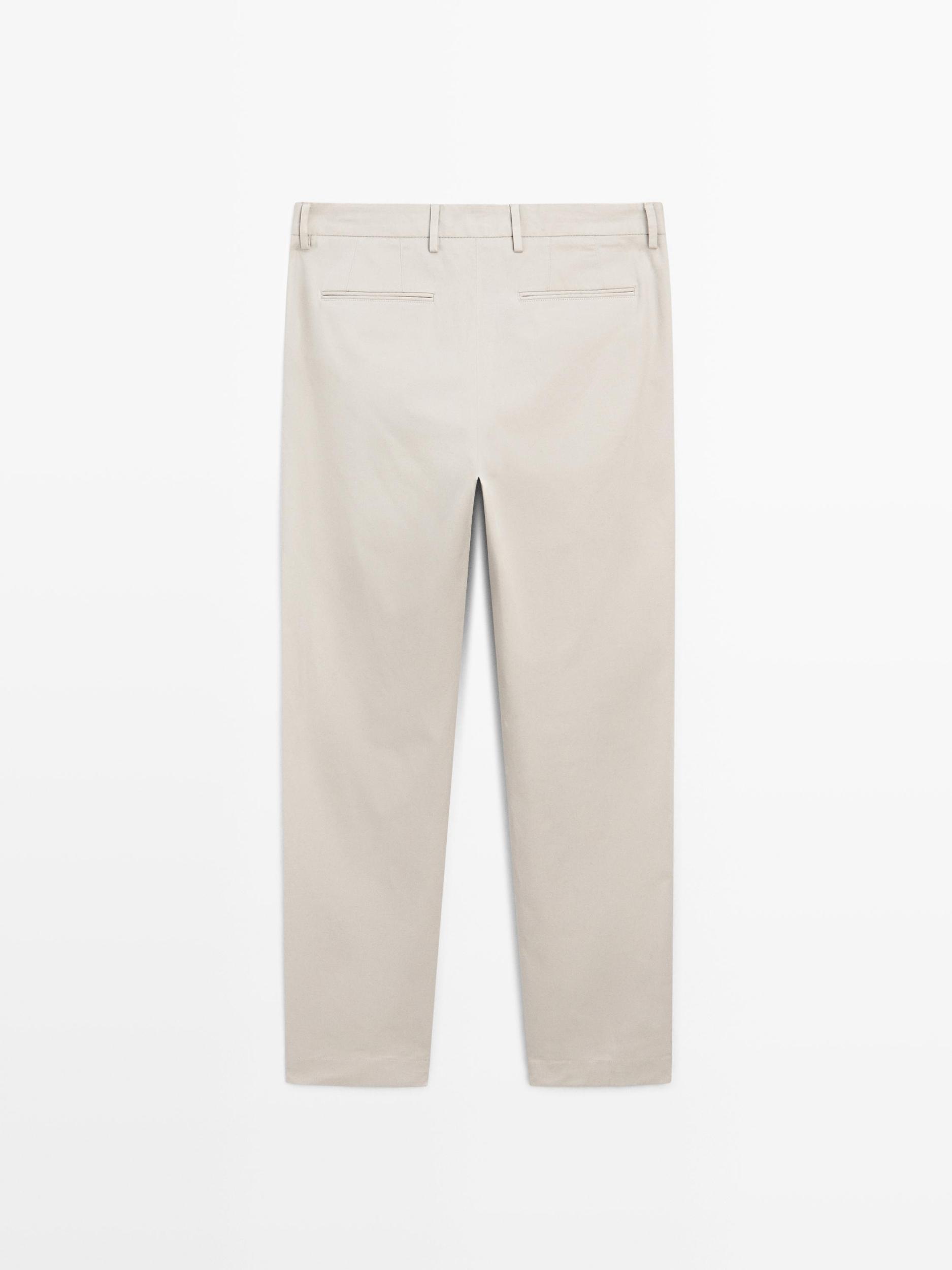 Cotton blend slim fit trousers Product Image