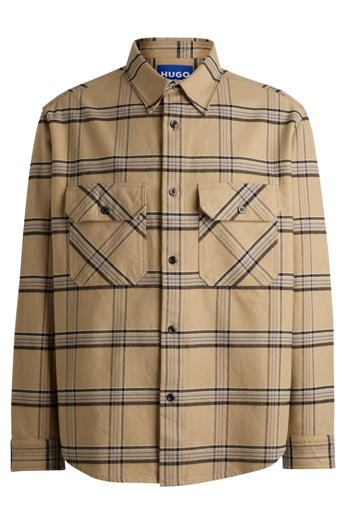 Oversize-fit shirt in checked cotton twill Product Image