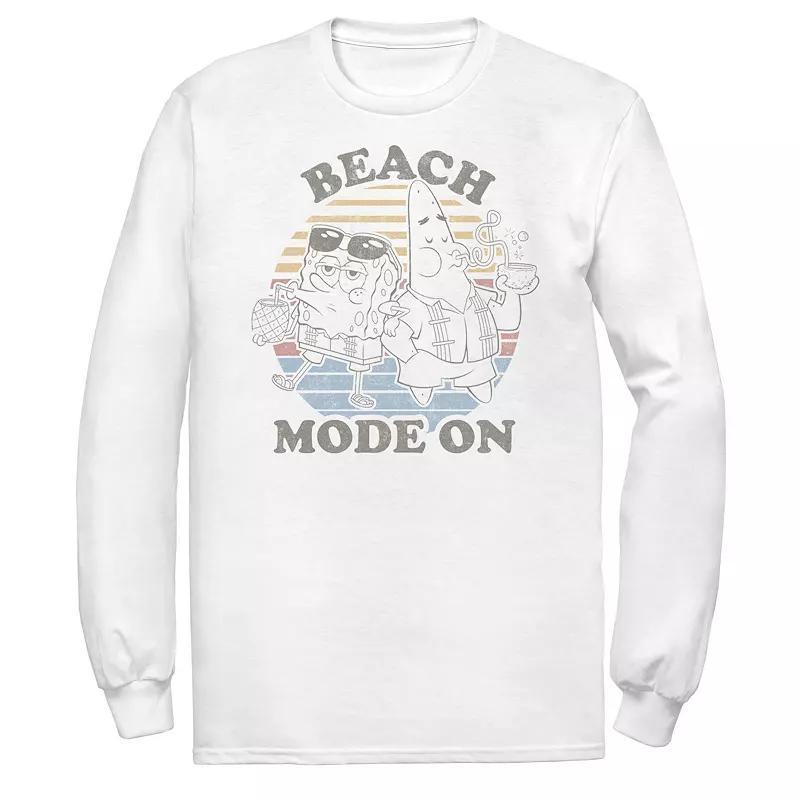 Men's Spongebob Squarepants Beach Mode On Faded Retro Long Sleeve Tee,  Product Image