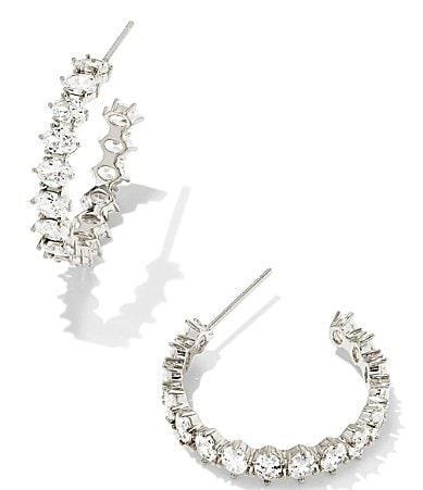 Kendra Scott Cailin Crystal Hoop Earrings - White CZ Product Image