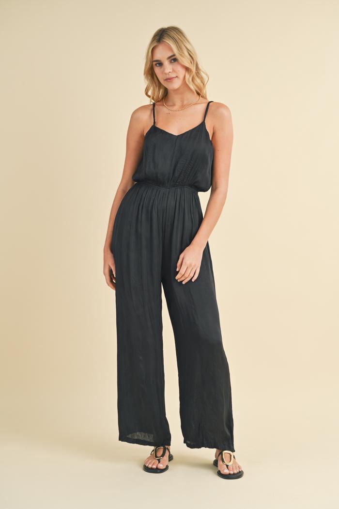 CRINKLE SATIN CAMI JUMPSUIT Product Image