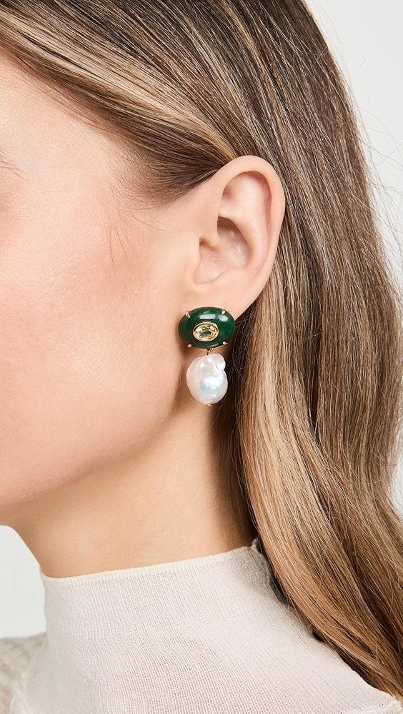 Lizzie Fortunato Plaza Pearl Earrings in Jade | Shopbop Product Image