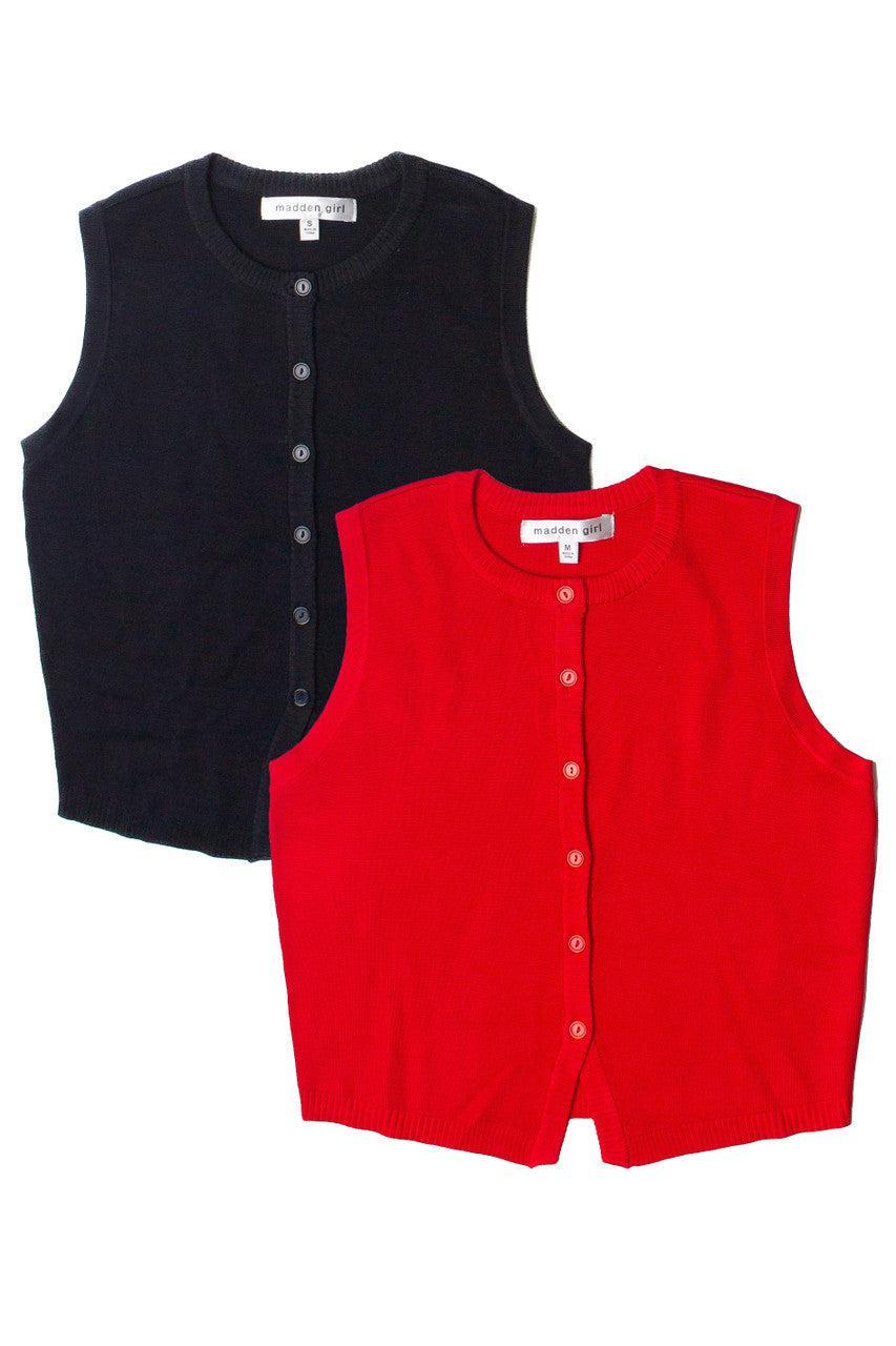 Button Front Lightweight Sweater Vest Product Image