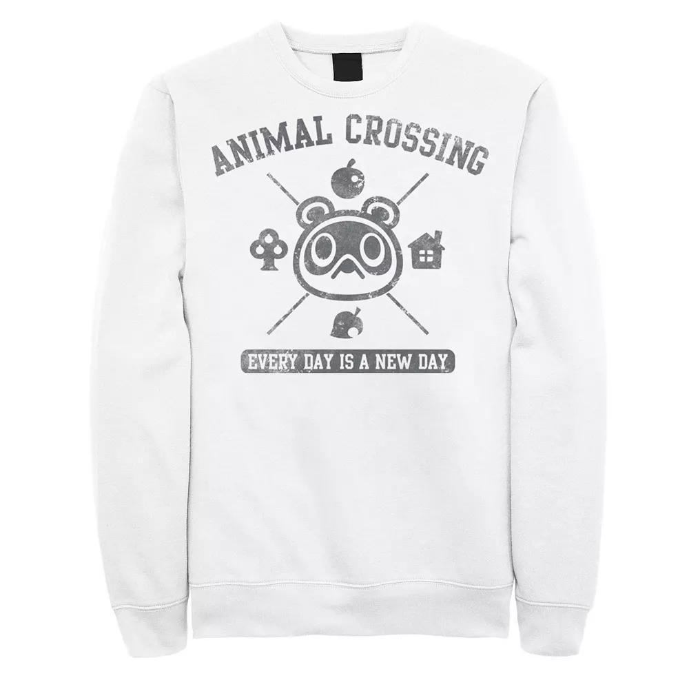 Men's Nintendo Animal Crossing Everyday Is A New Day Logo Sweatshirt, Size: XXL, White Product Image