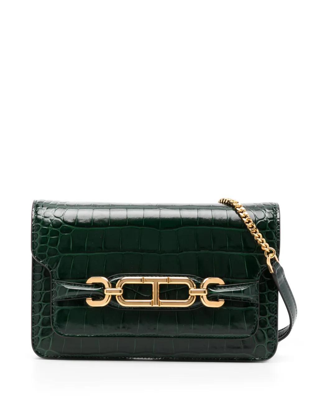 TOM FORD Whitney Small Crocodile Printed Shoulder Bag In Black Product Image