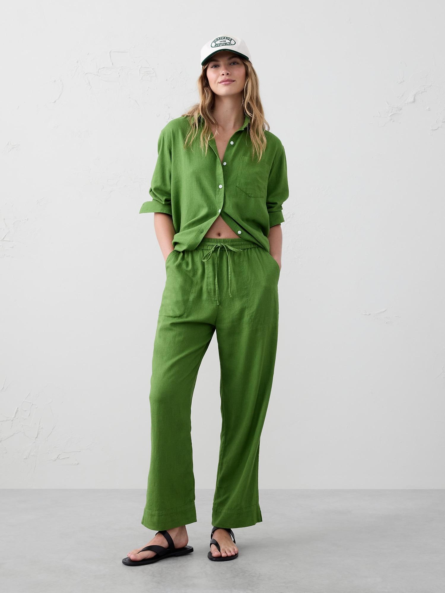 Straight Linen-Blend Pull-On Pant Product Image