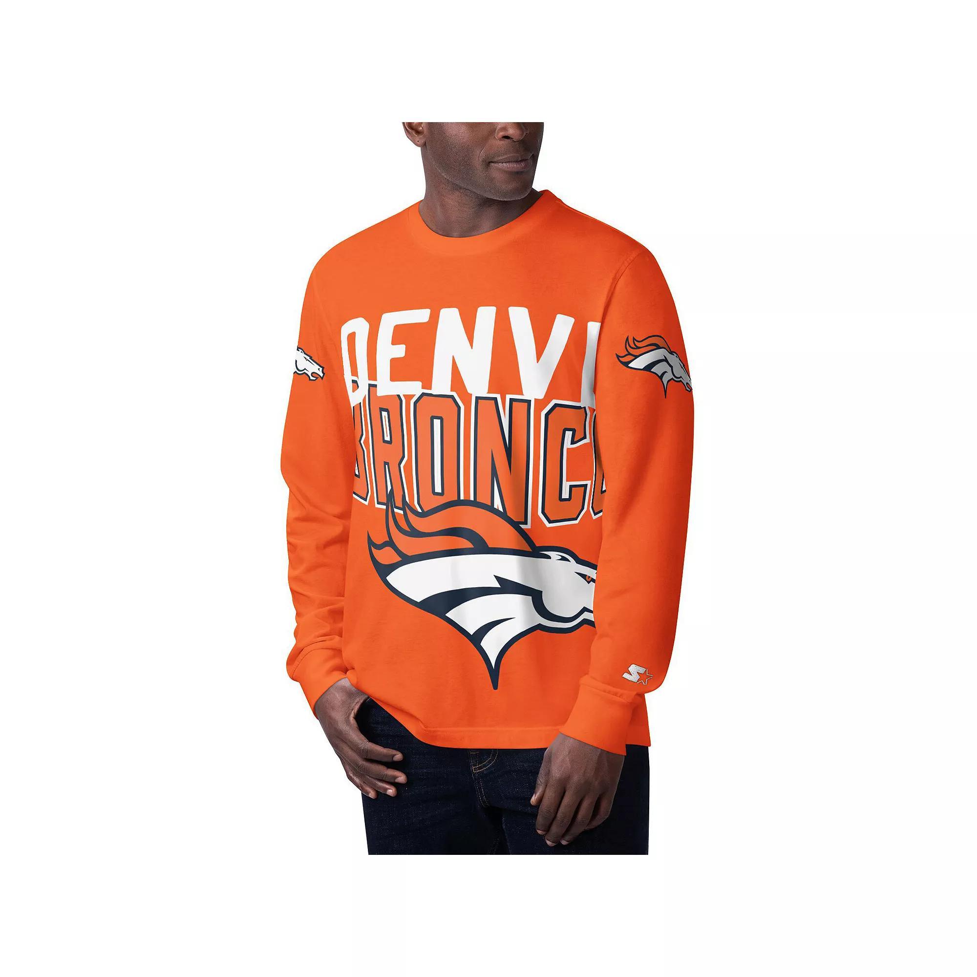 Men's Starter Orange Denver Broncos Clutch Hit Long Sleeve T-Shirt, Size: Small Product Image