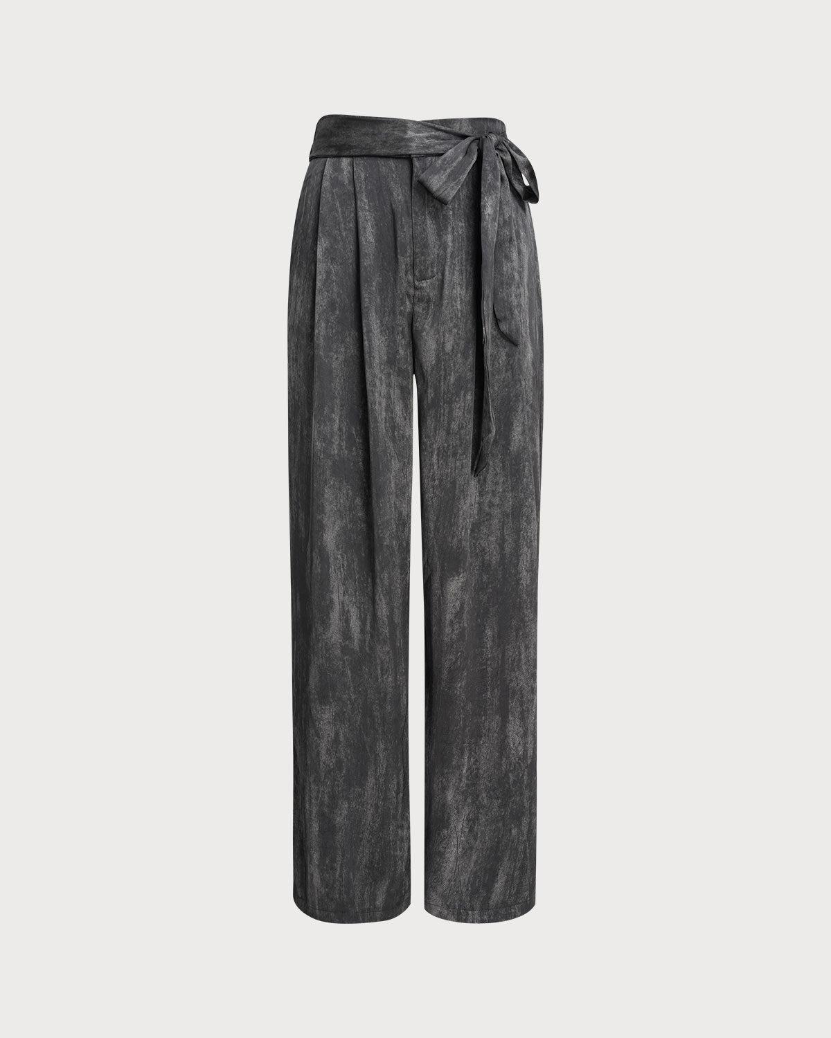 Black Elastic Waist Wide Leg Pants Product Image