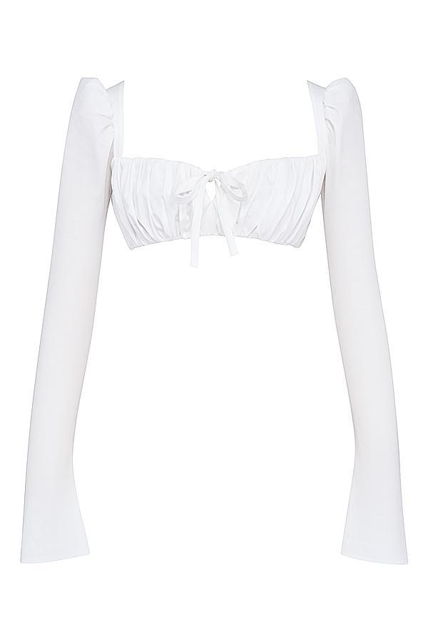 Shira White Puff Sleeve Top Product Image