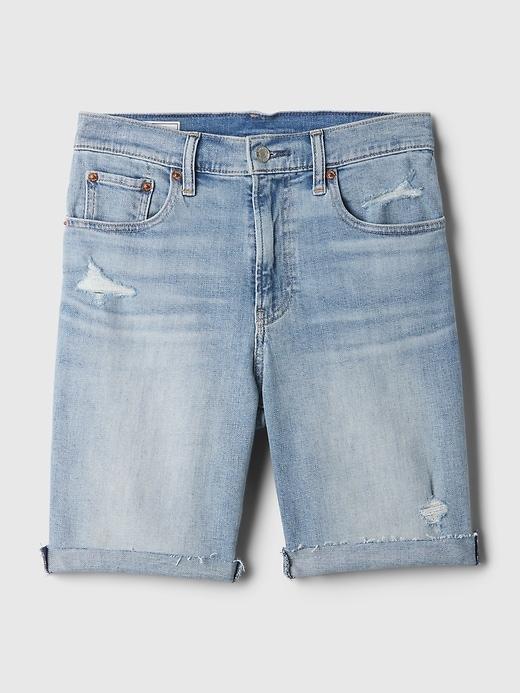 9" High Rise Denim Bermuda Shorts Product Image