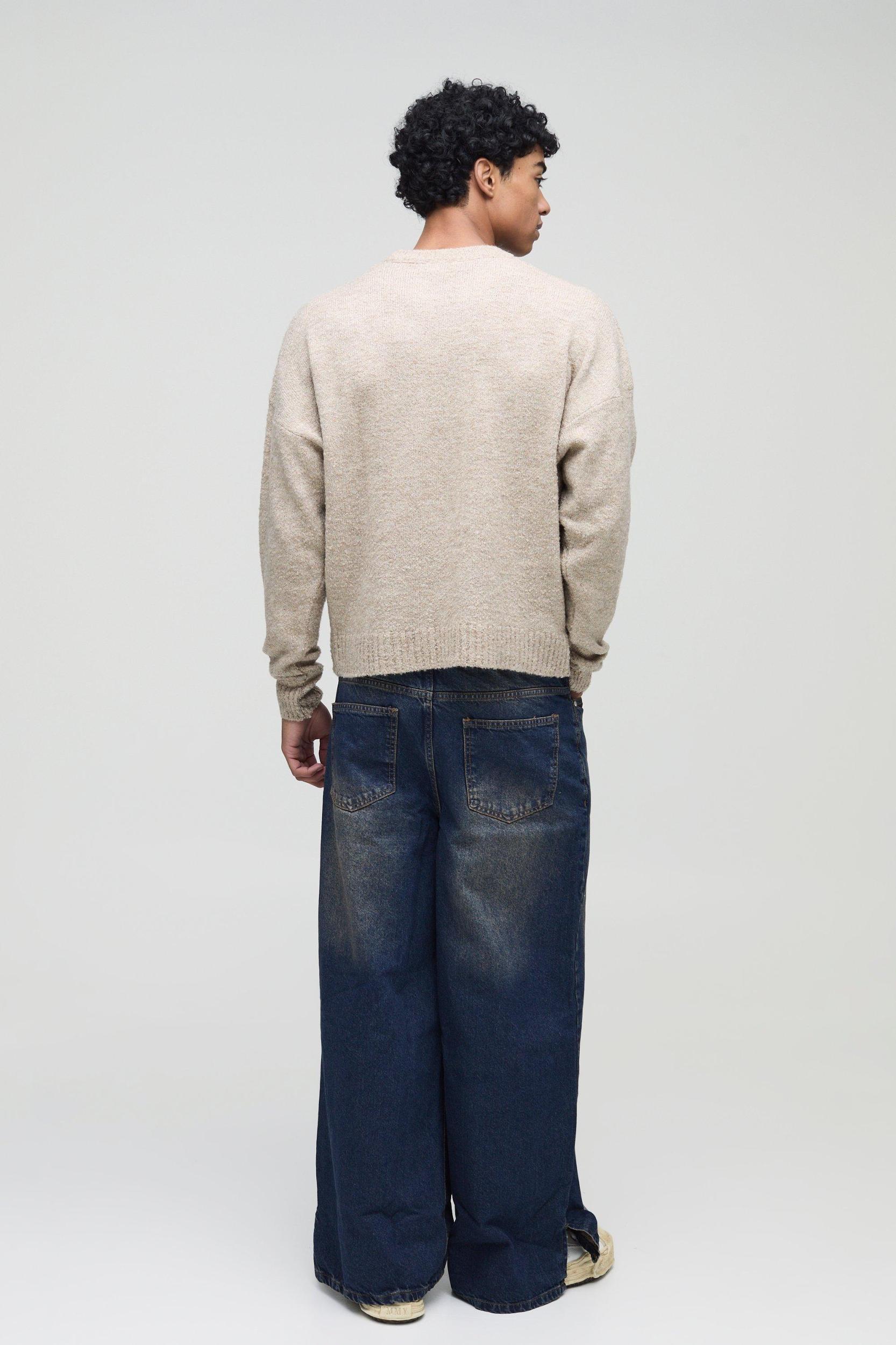 Baggy Rigid Extreme Washed Split Hem Denim Jeans | boohooMAN USA Product Image