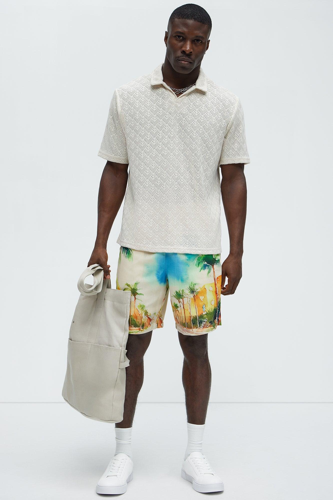 Watercolor Tropics Resort Shorts - Cream/combo Product Image