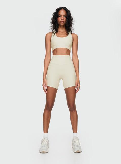 Power Activewear Rib Shorts Latte Product Image