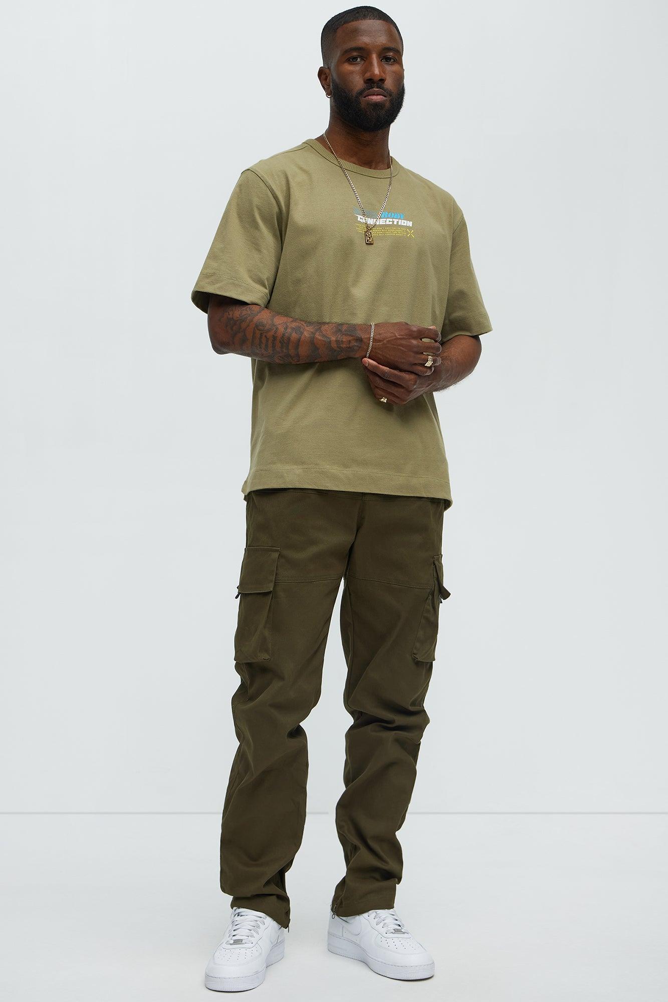 Straight Cargo Ankle Zipper Pants - Olive Product Image