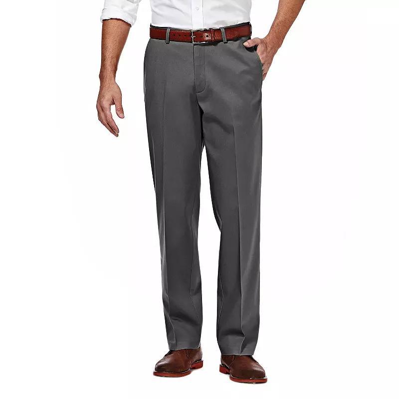 Mens Haggar Premium No-Iron Khaki Super Flex Waist Straight-Fit Stretch Flat-Front Pants, Mens Product Image