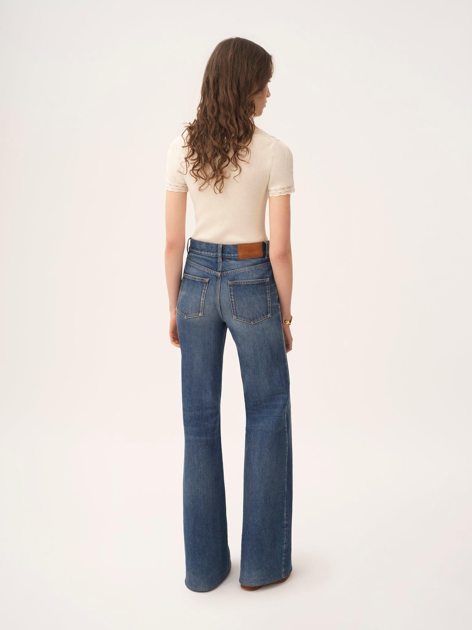 Scoop-neck fitted top in a wool knit & lace Product Image