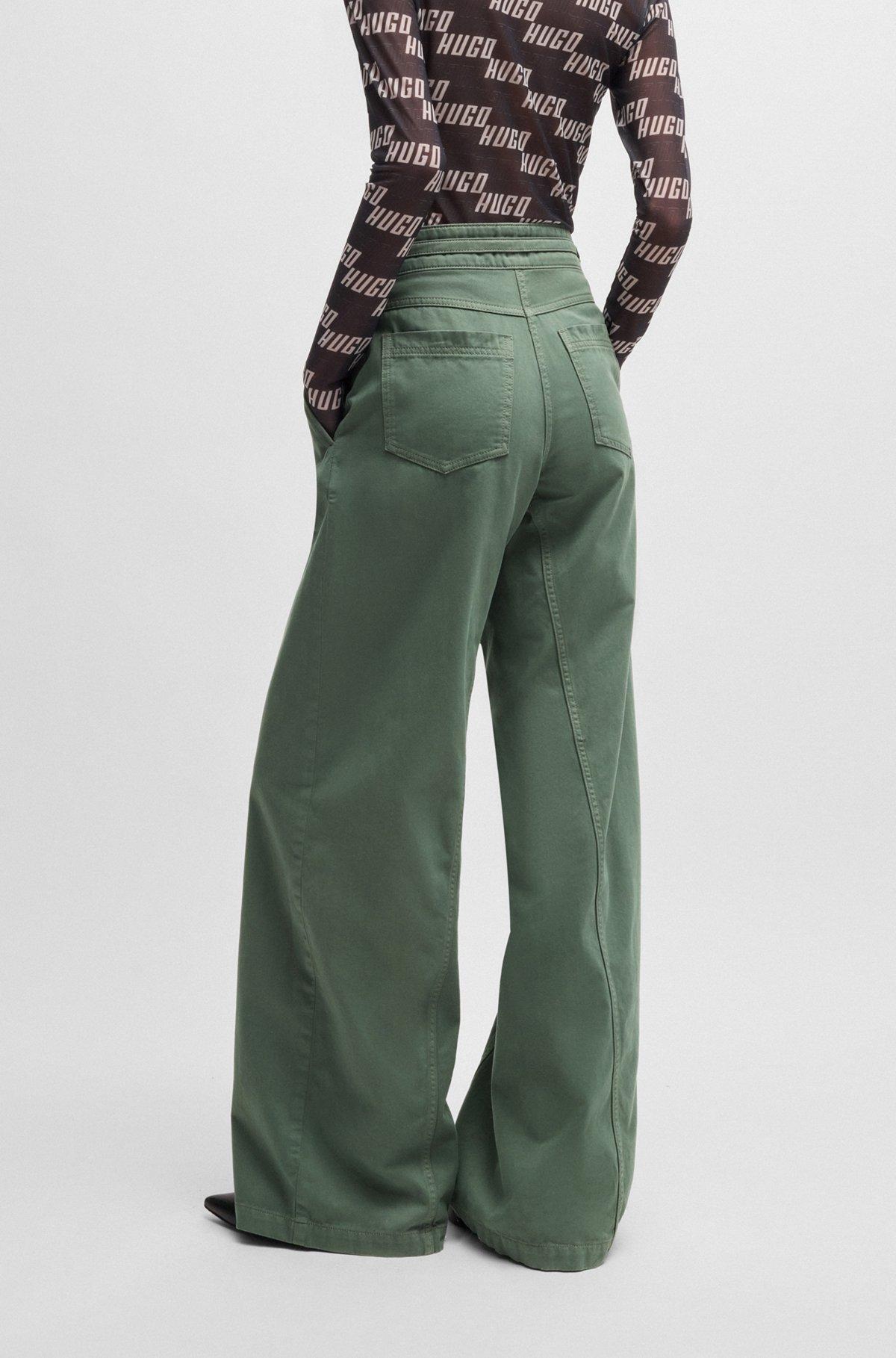 Regular-fit wide-leg trousers in cotton twill Product Image