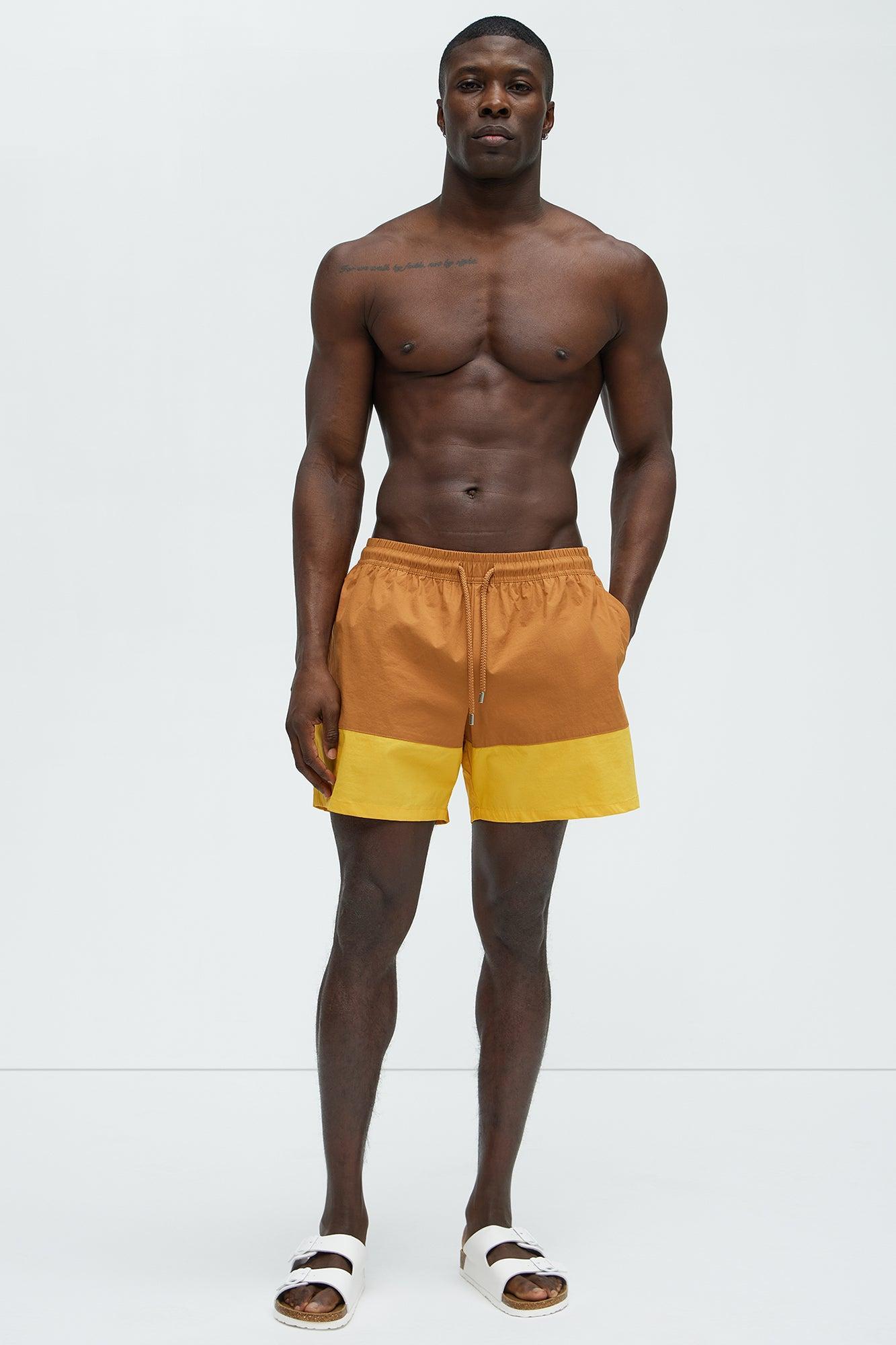 Colorblock Swim Mid Trunk - Mustard/combo Product Image