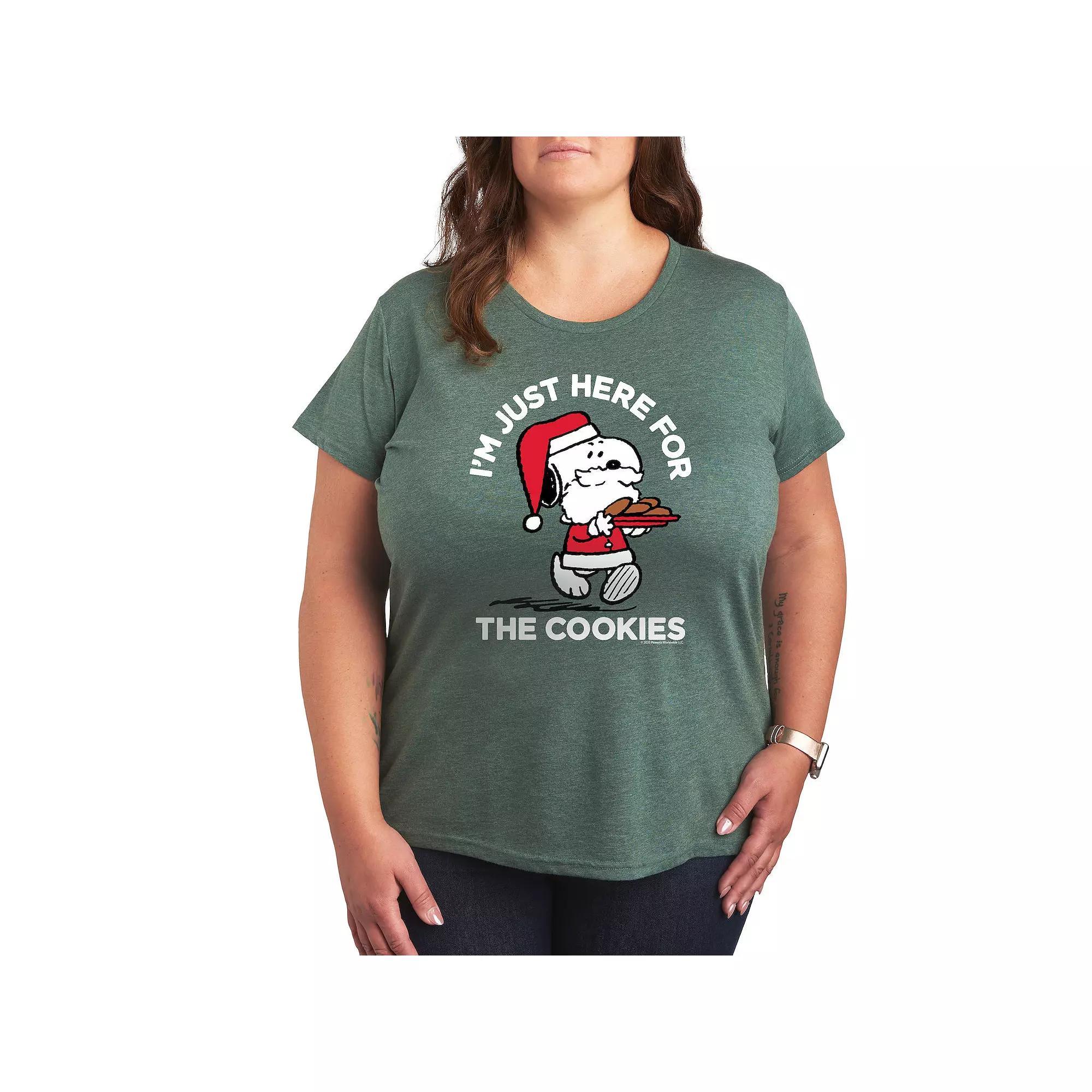 Plus Peanuts Snoopy Cookies Graphic Tee, Women's, Size: 2XL, Grey Green Product Image