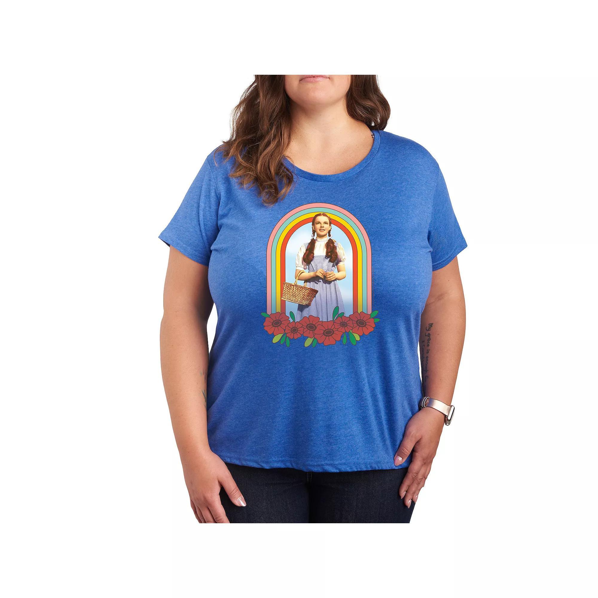 Plus Wizard of Oz Dorothy Rainbow Graphic Tee, Women's, Size: 1XL, Grey Royal Blue Product Image