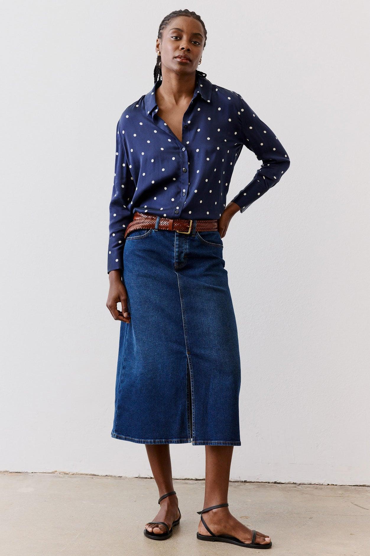 Shift Your Gaze Silk Button Down Blouse Product Image