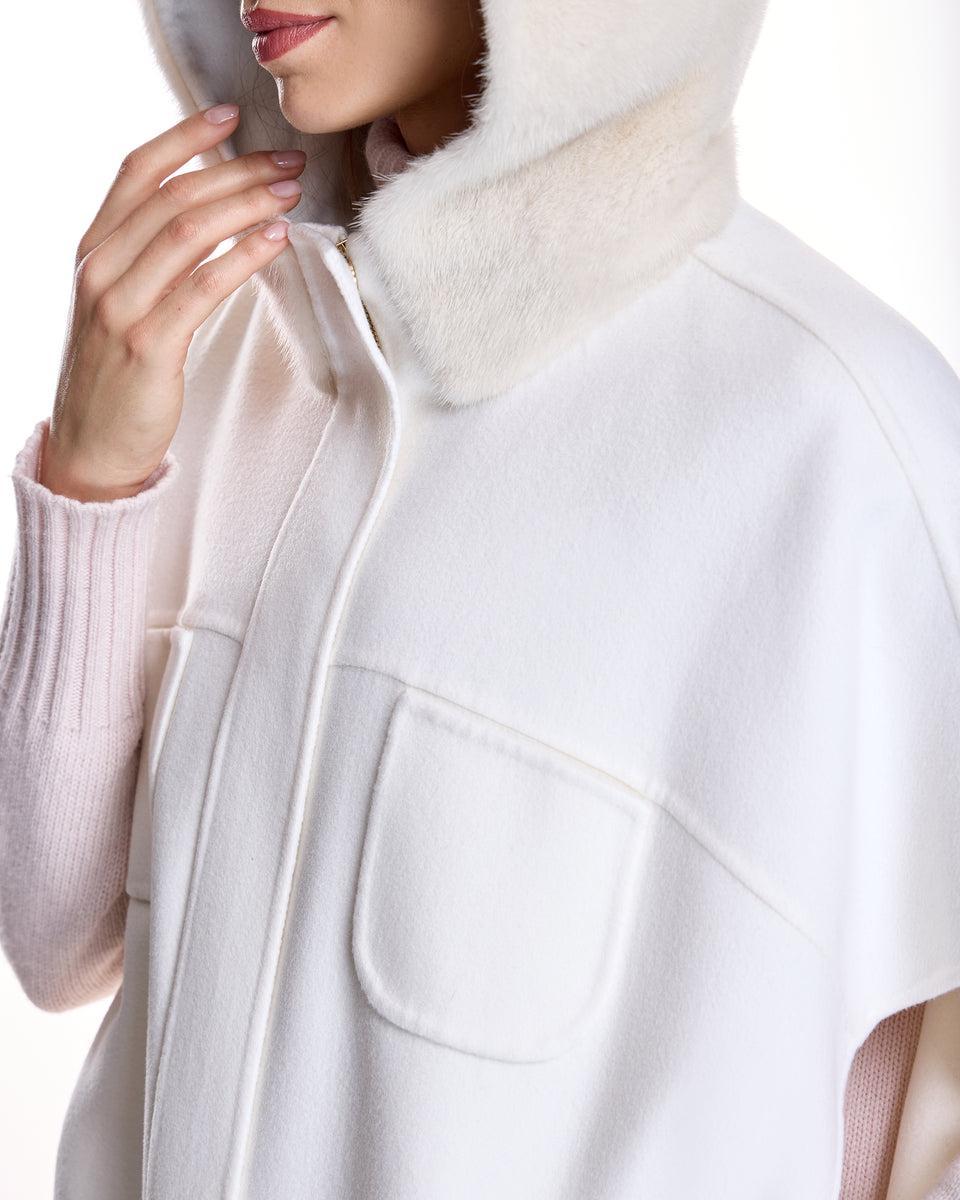 Woolblend Cape with Mink Trim Hood Product Image