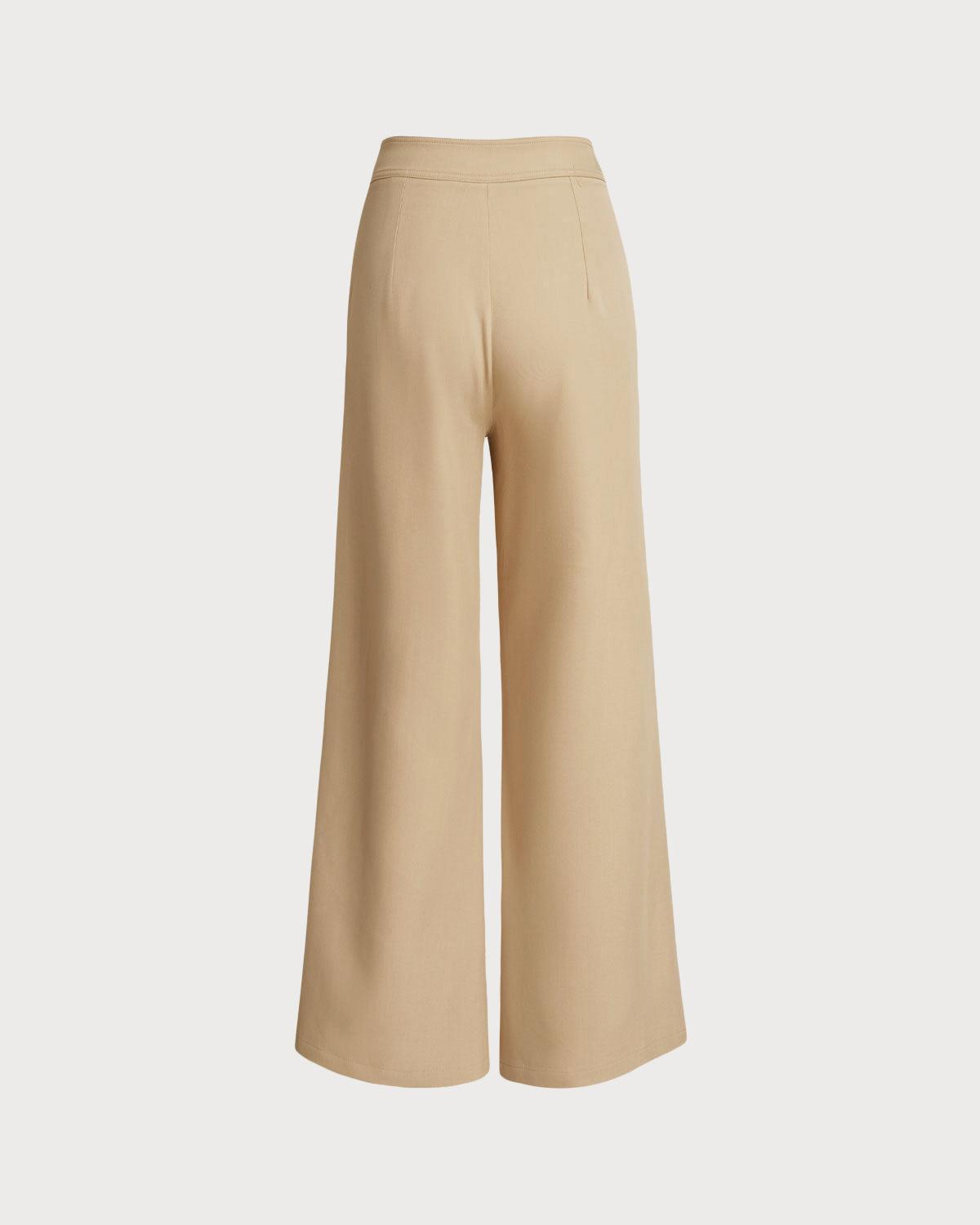 Beige Natural Waisted Straight Pants Product Image