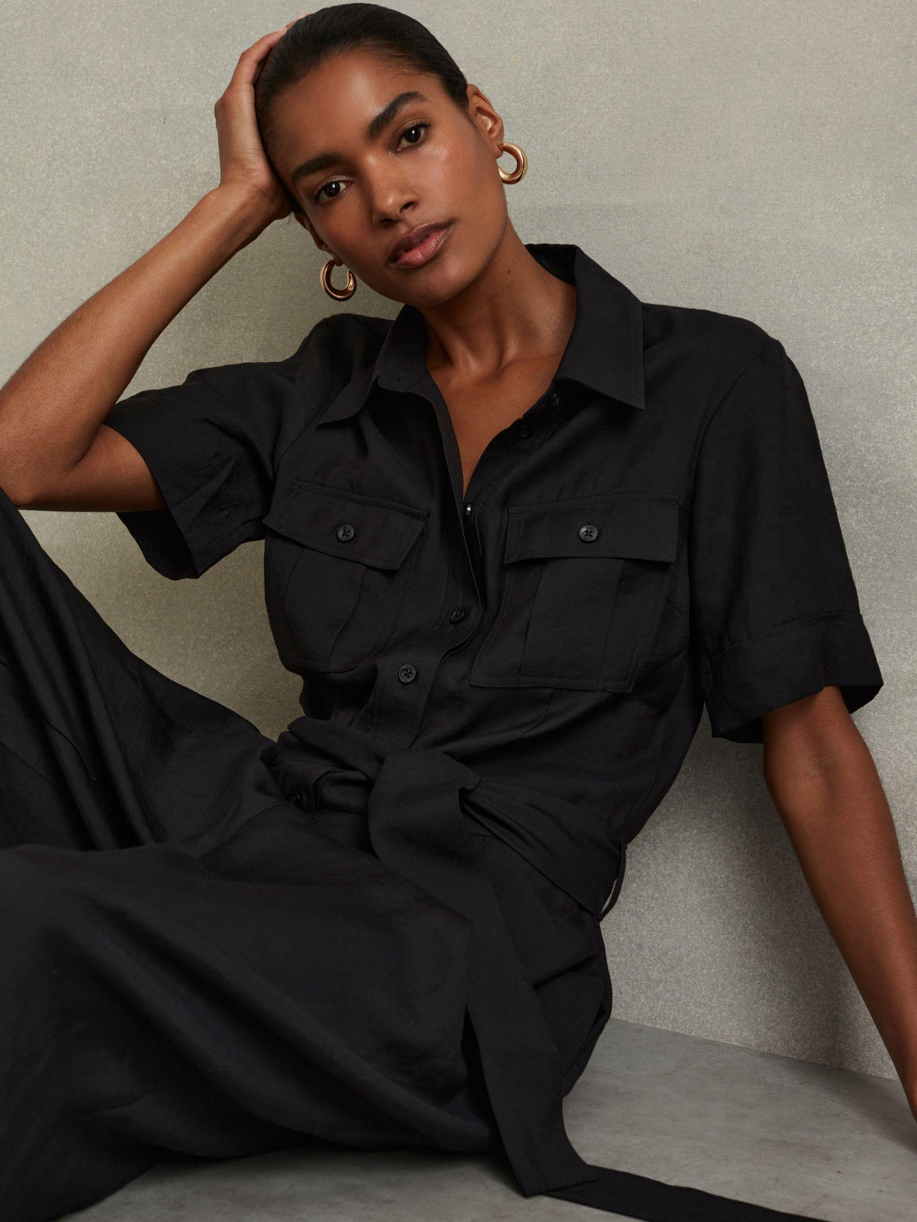 Joanie Black Belted Utility Wide Leg Jumpsuit Product Image