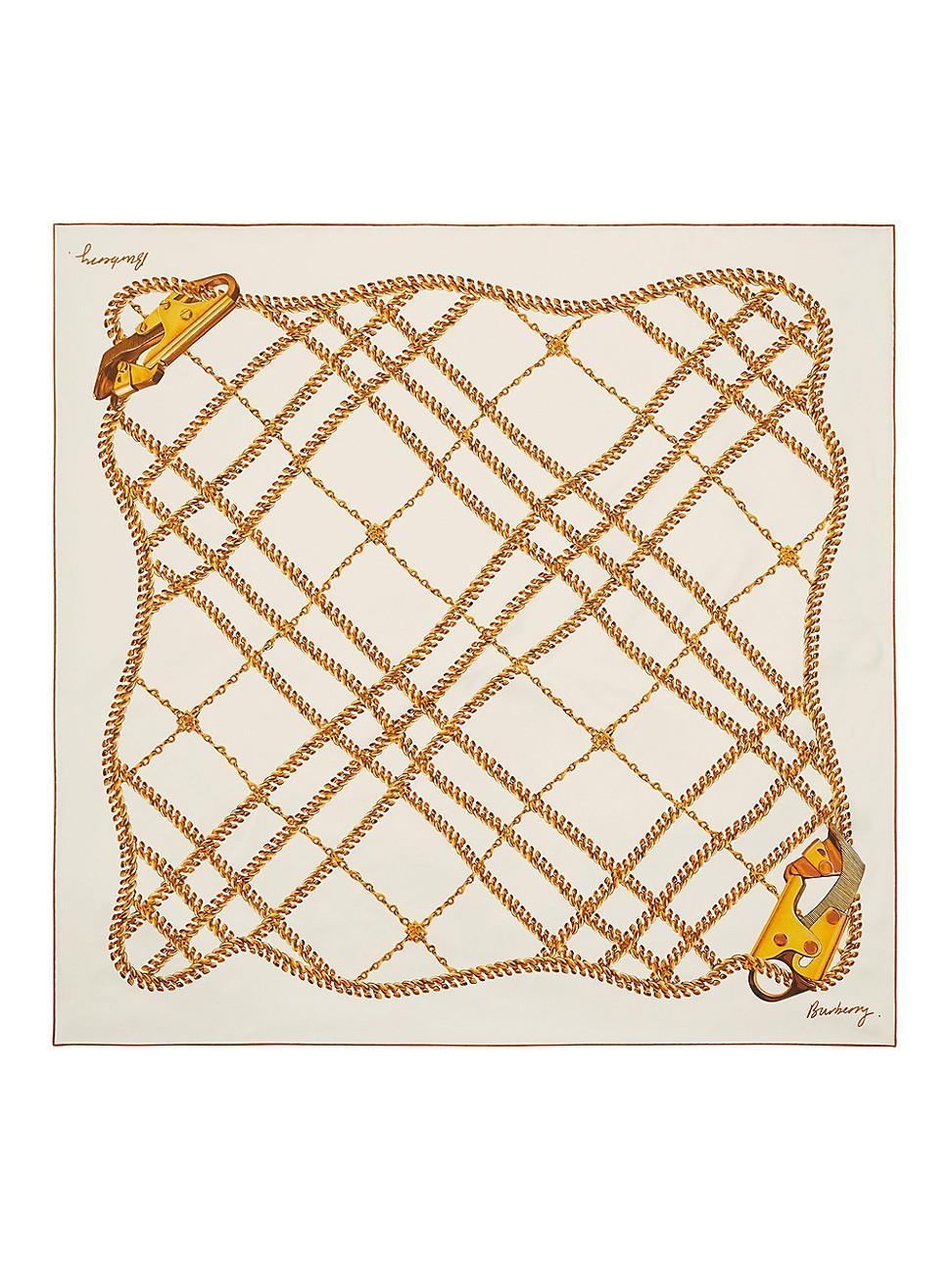 Chain Check Silk Twill Square Scarf Product Image