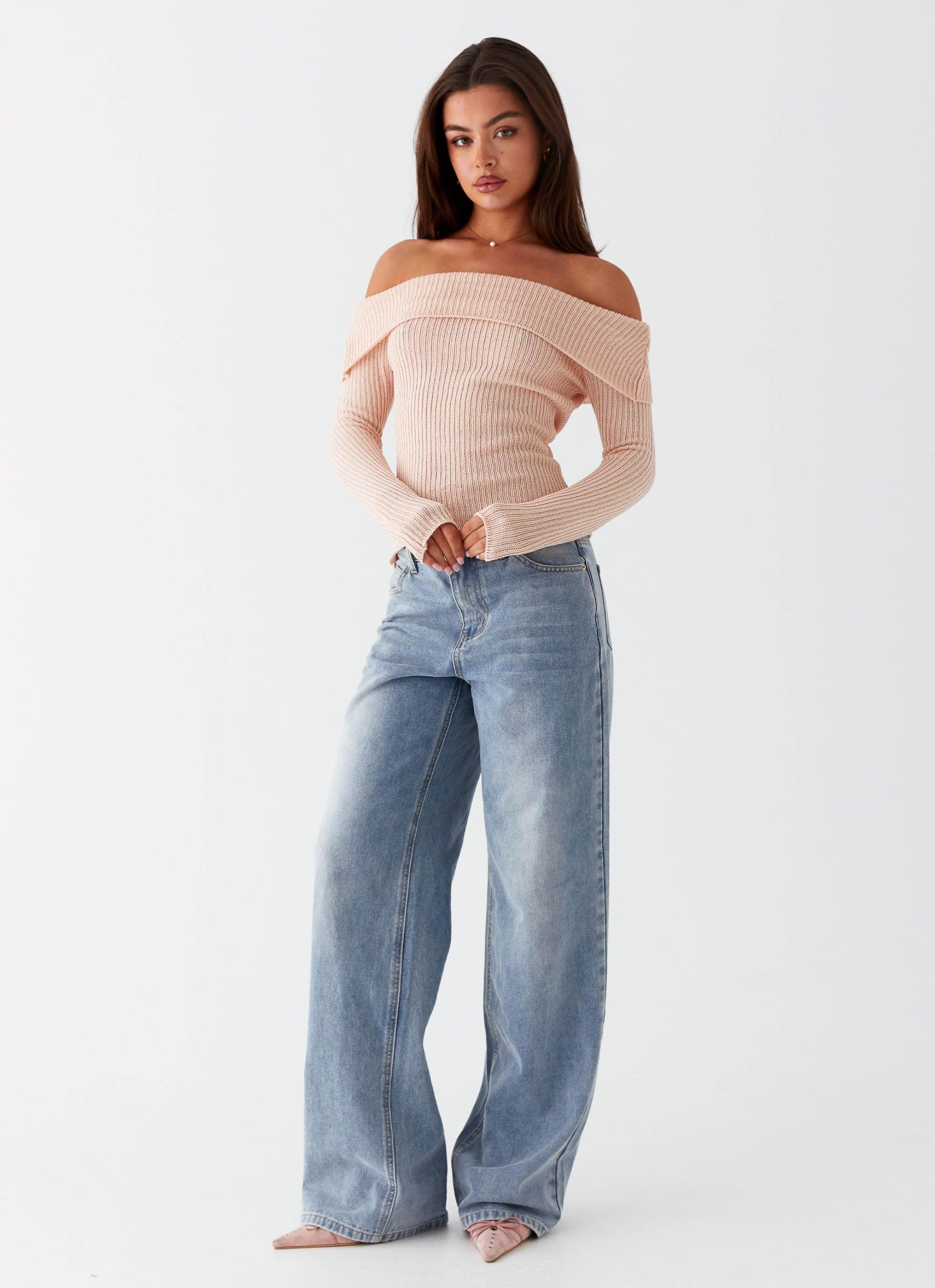 Rina Long Sleeve Knit Top - Blush Product Image