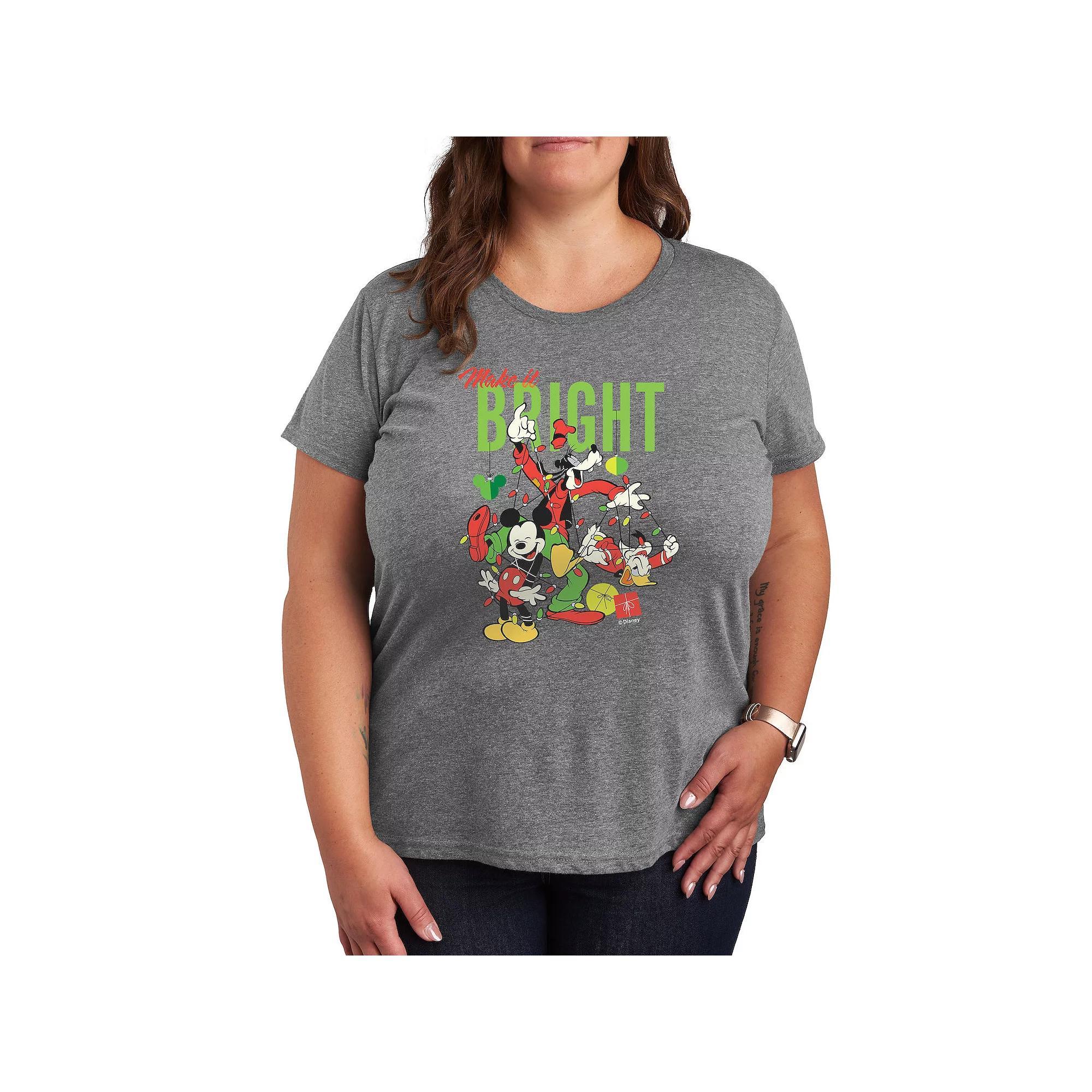 Disney's Mickey Mouse & Friends Plus Make It Bright Graphic Tee, Women's, Size: 2XL, Grey Gray Product Image