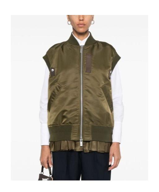 SACAI Twill Gilet In Green Product Image