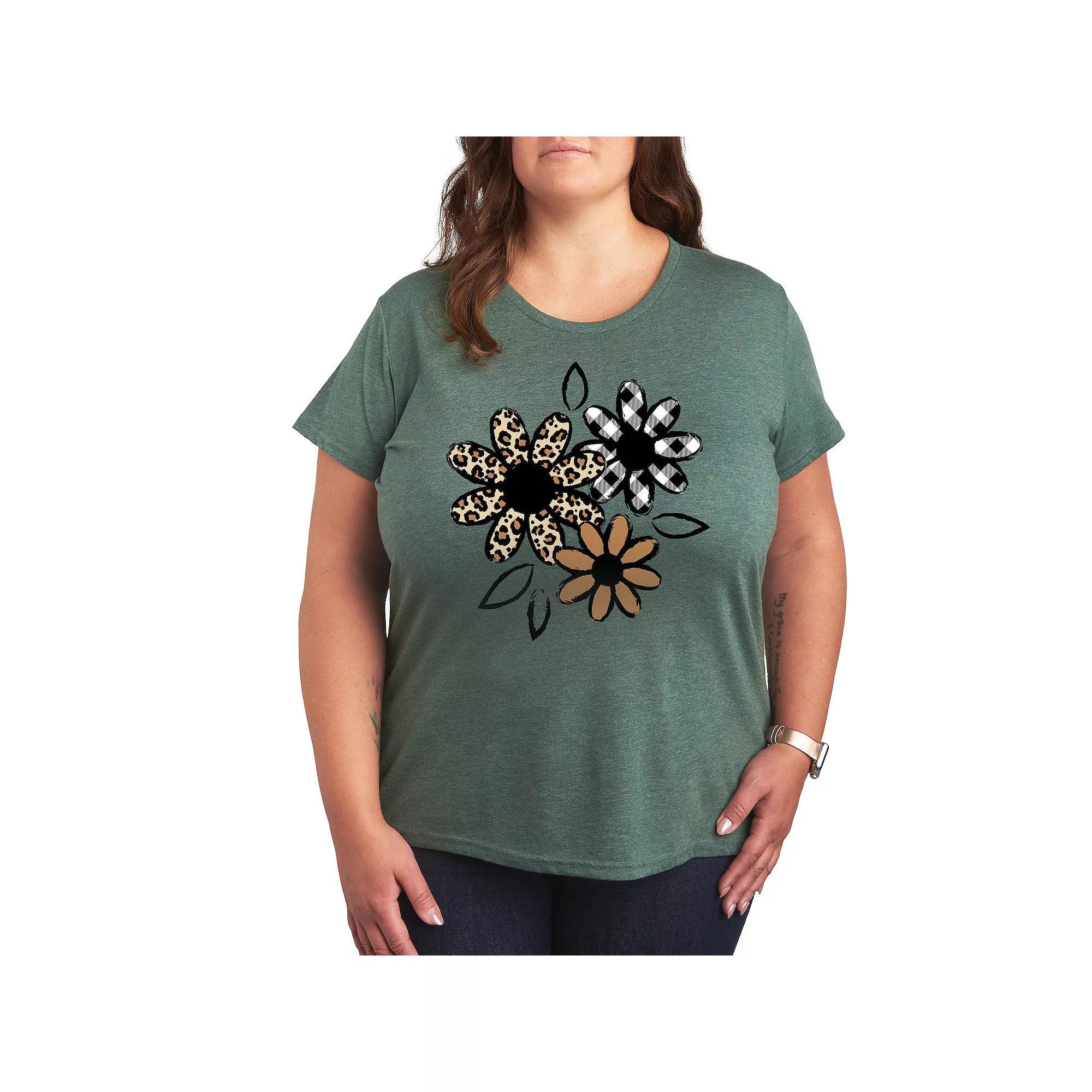 Plus Patterned Flowers Graphic Tee, Women's,  Product Image