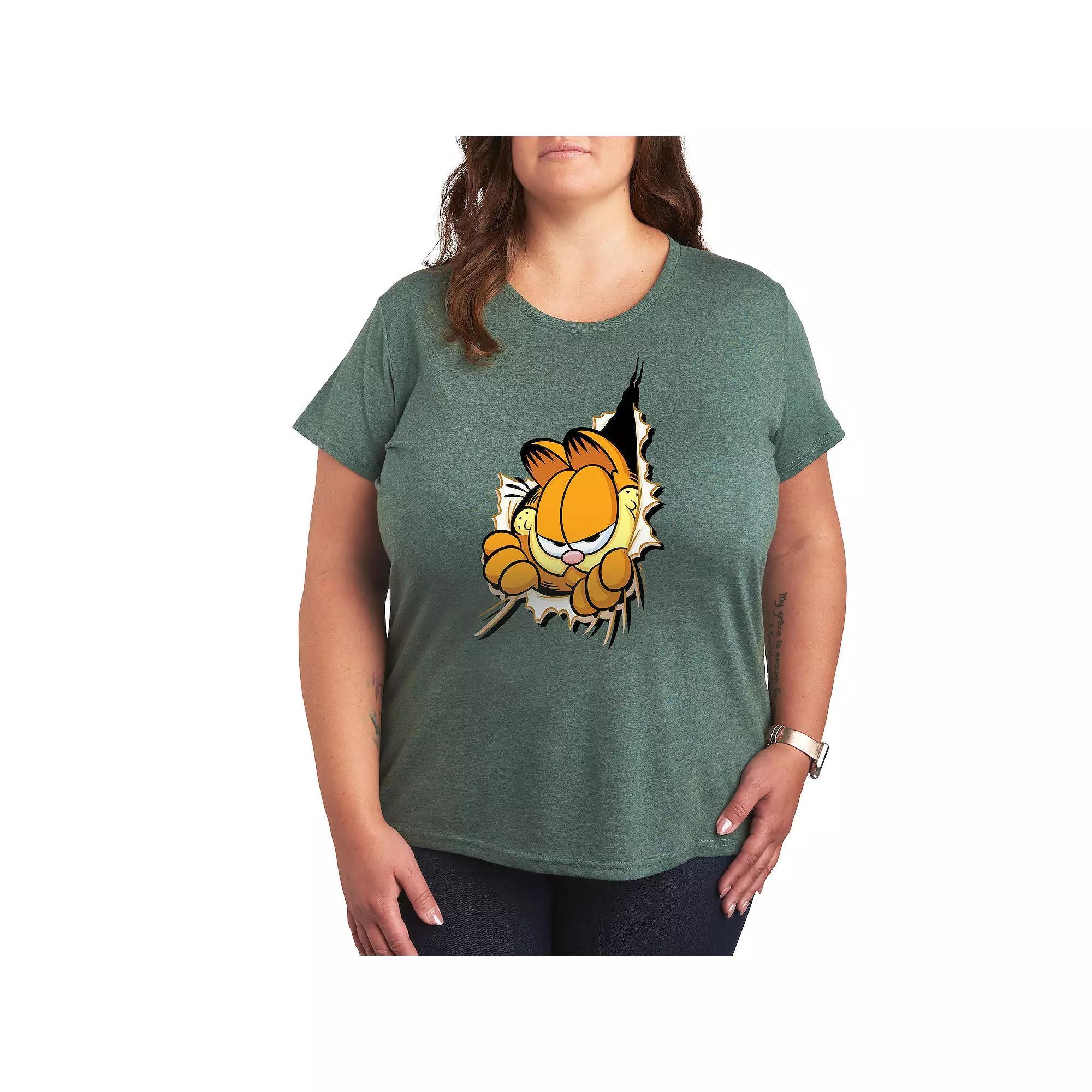 Plus Garfield Peeking Out Graphic Tee, Women's,  Product Image