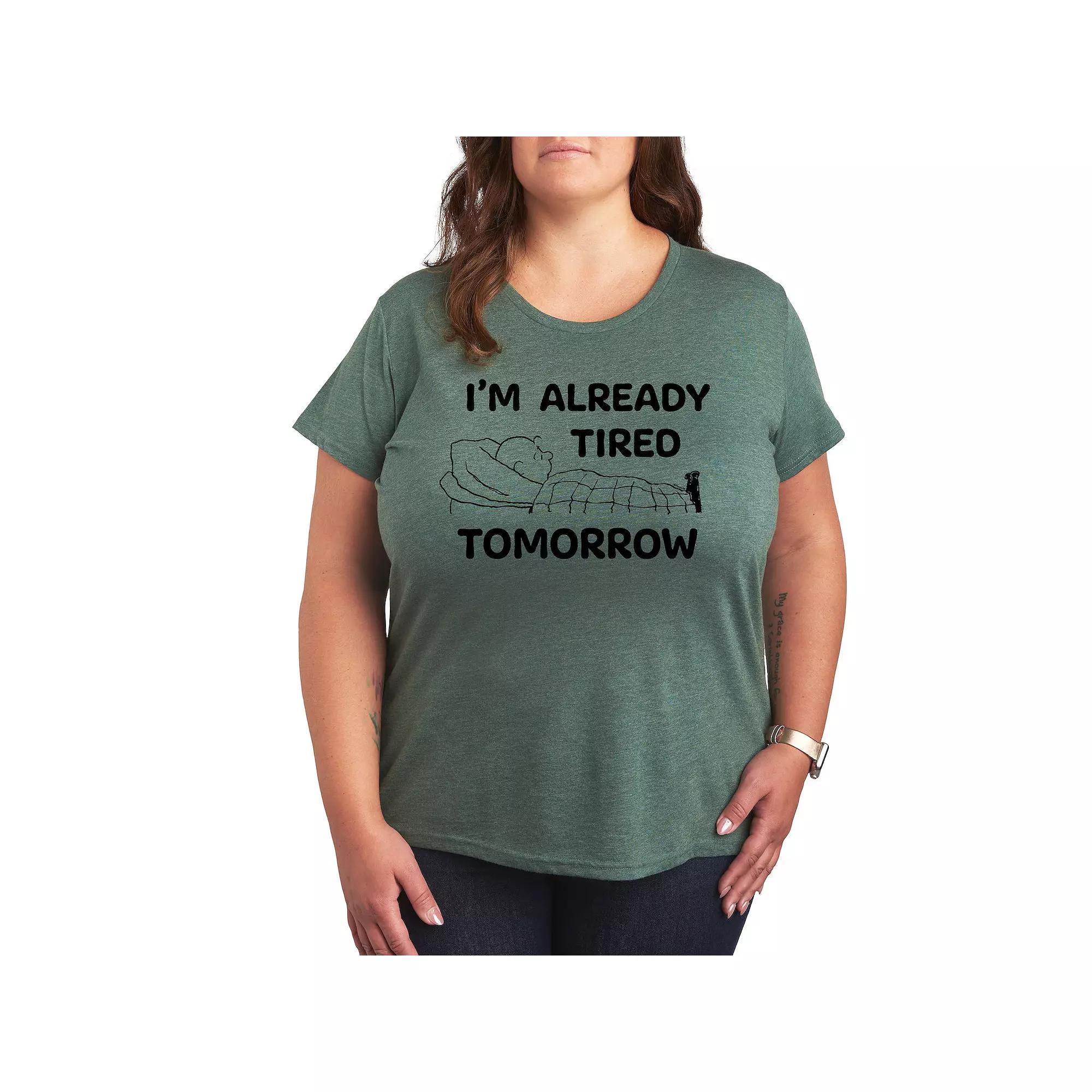Plus Peanuts Charlie Brown Tired Tomorrow Graphic Tee, Women's,  Product Image