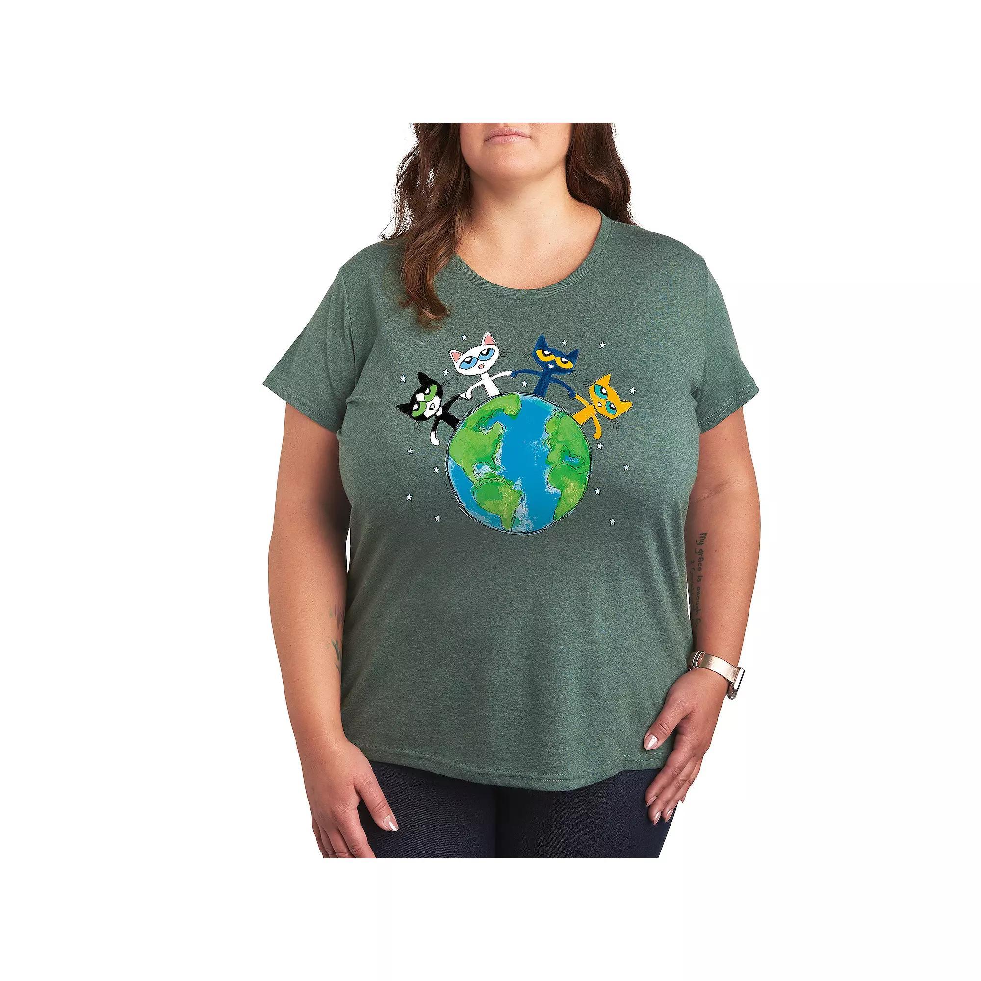 Plus Pete the Cat Diversity Graphic Tee, Women's, Size: 4XL, Grey Green Product Image