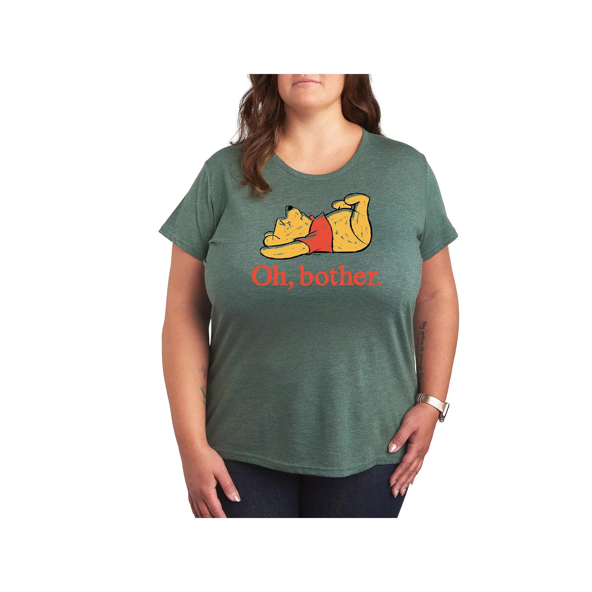 Disney's Winnie The Pooh Plus Oh Bother Graphic Tee, Women's, Size: 3XL, Grey Green Product Image