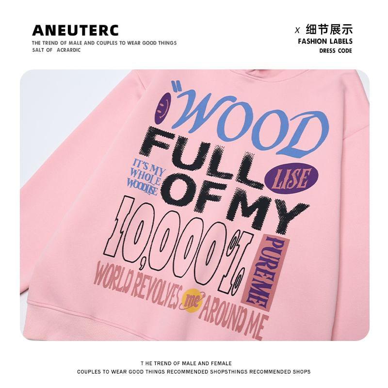 Drop Shoulder Lettering Printed Oversized Hoodie Product Image