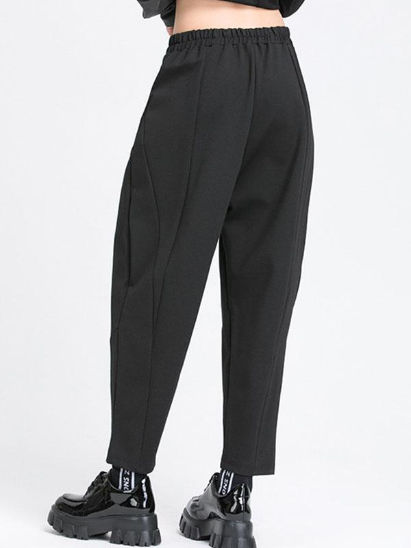 Simple Harem Pants Loose Elasticity Solid Color Casual Pants Bottoms Product Image