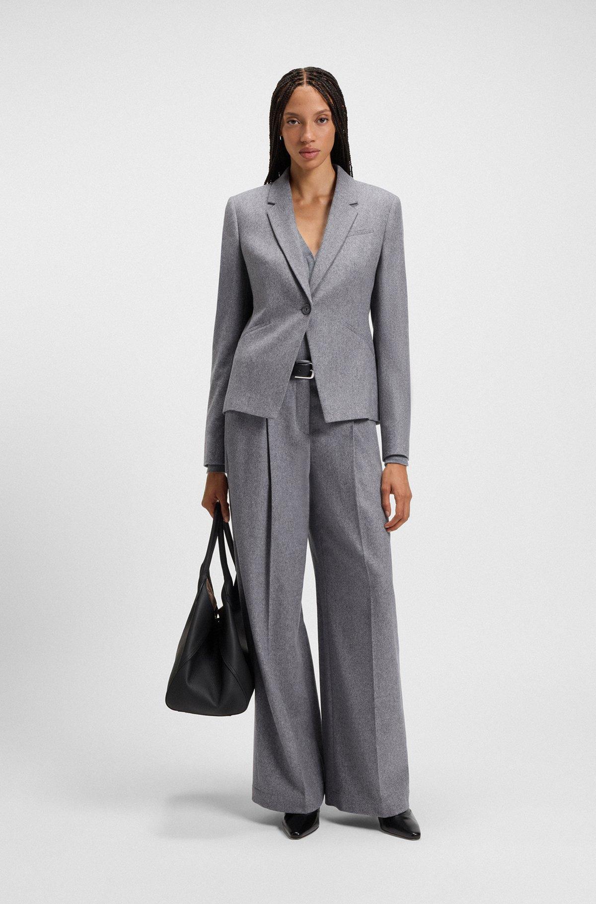 Regular-fit wide-leg trousers in soft flannel Product Image