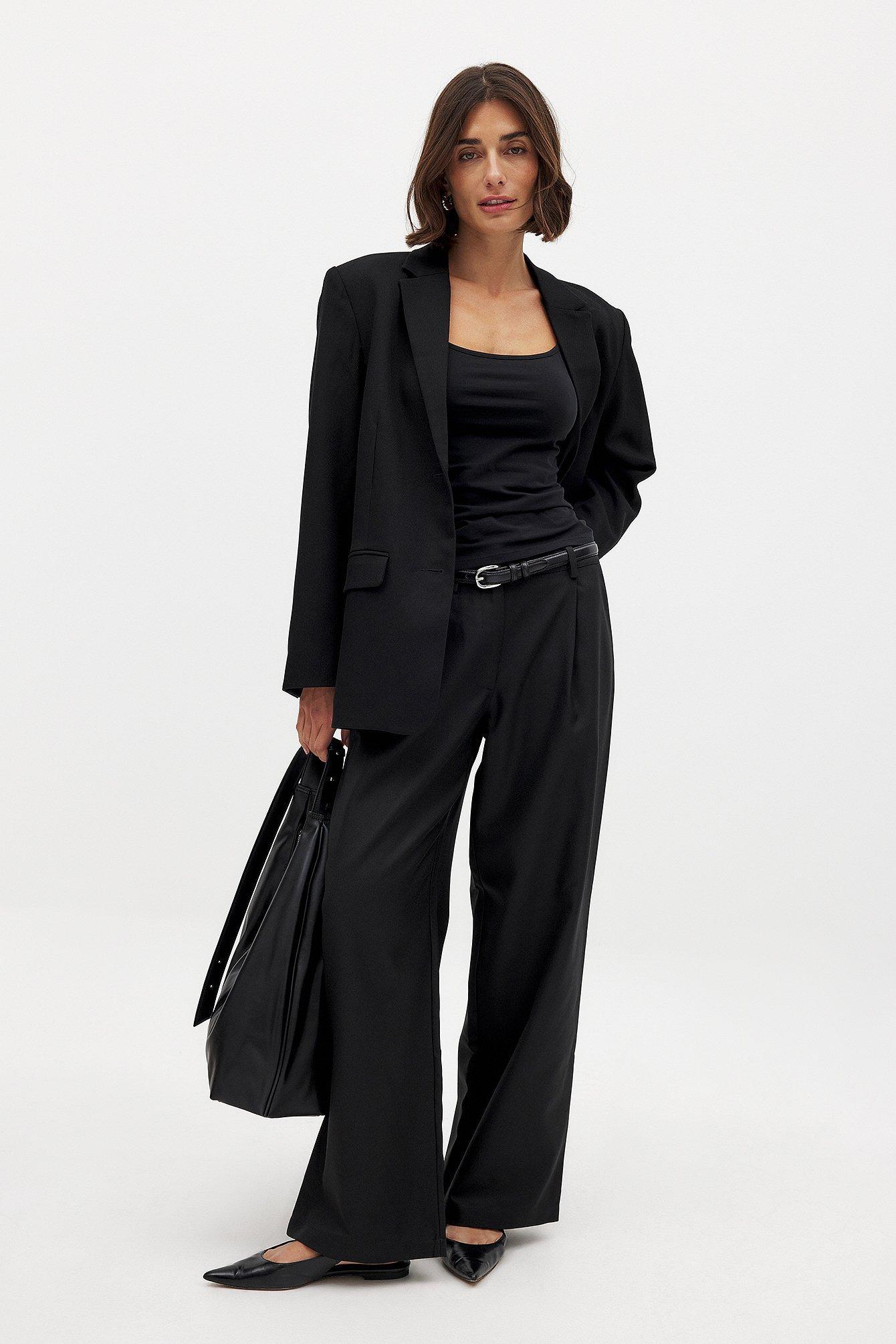 Tailored Mid Waist Suit Pants Product Image
