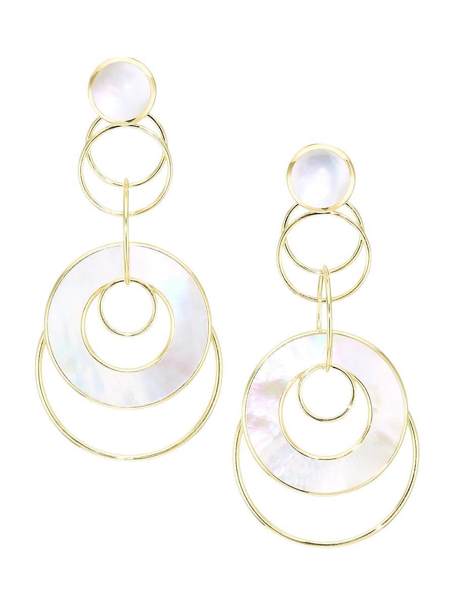 Womens Polished Rock Candy 18K Yellow Gold & Mother-Of-Pearl Slices and Links Earrings Product Image