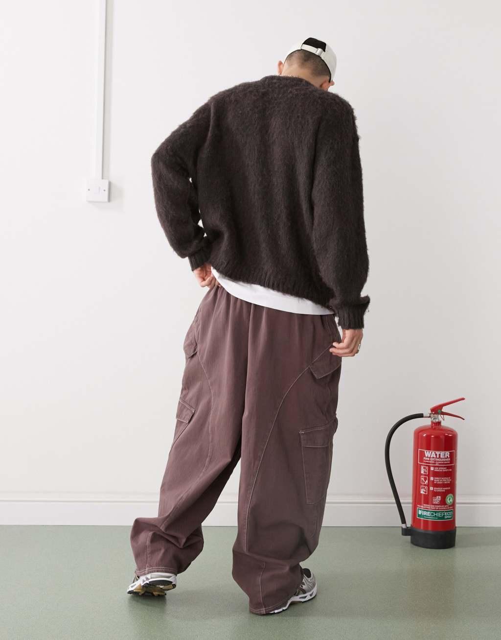 COLLUSION oversized tie pants in peppercorn Product Image