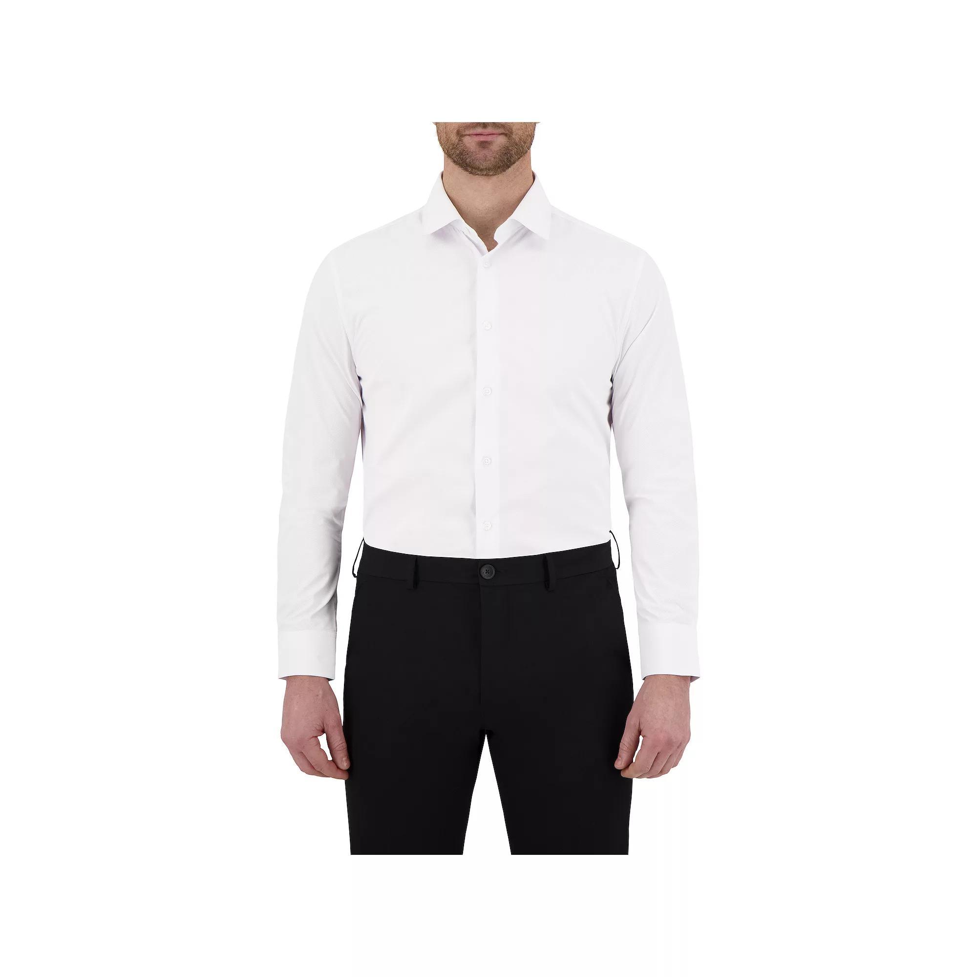 Men's Report Collection Slim-Fit Performance Dress Shirt, Size: 15.5-34/35, White Herringbone Product Image