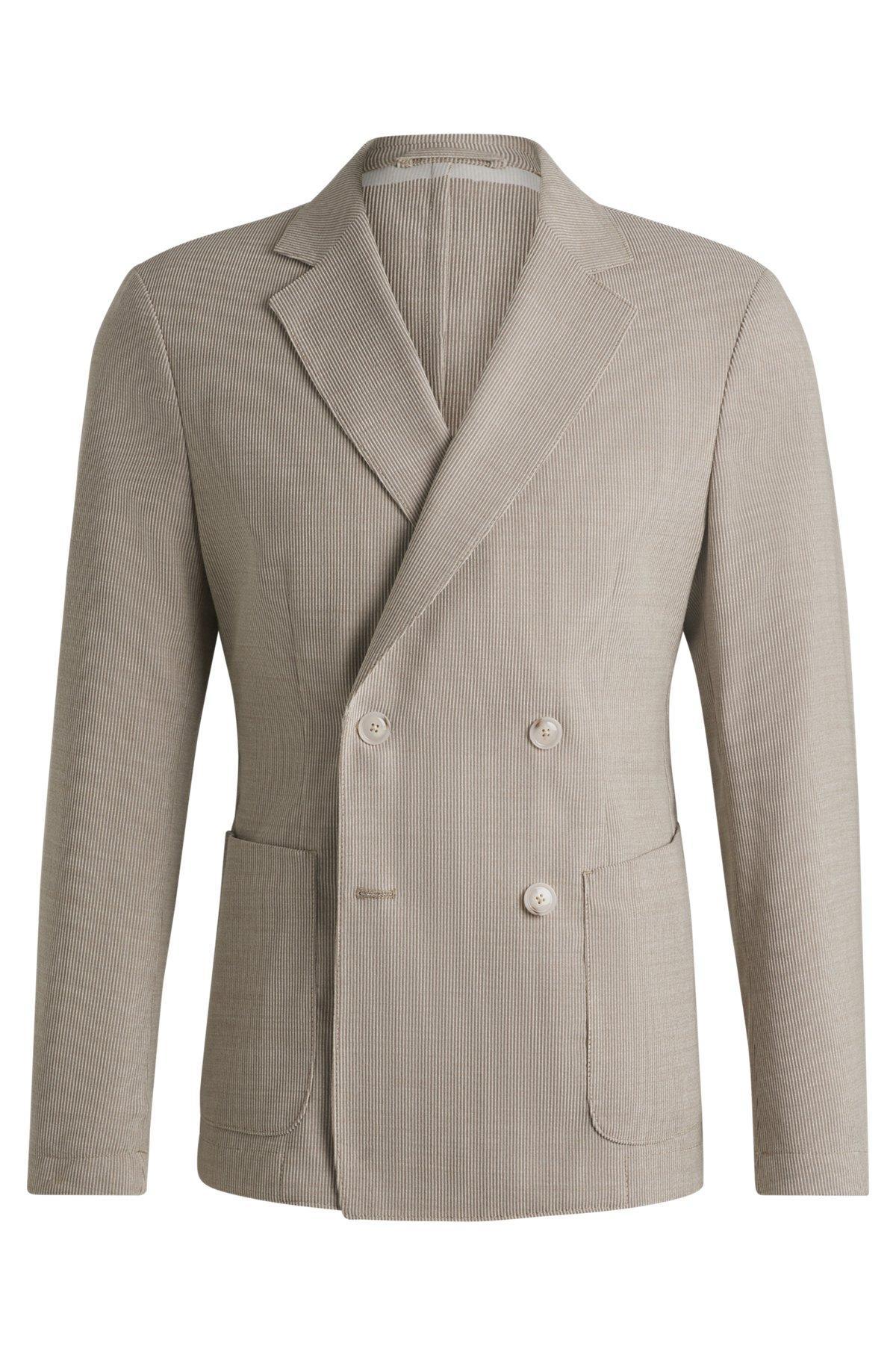 BOSS - Slim-fit blazer in patterned wool - Light Beige Product Image