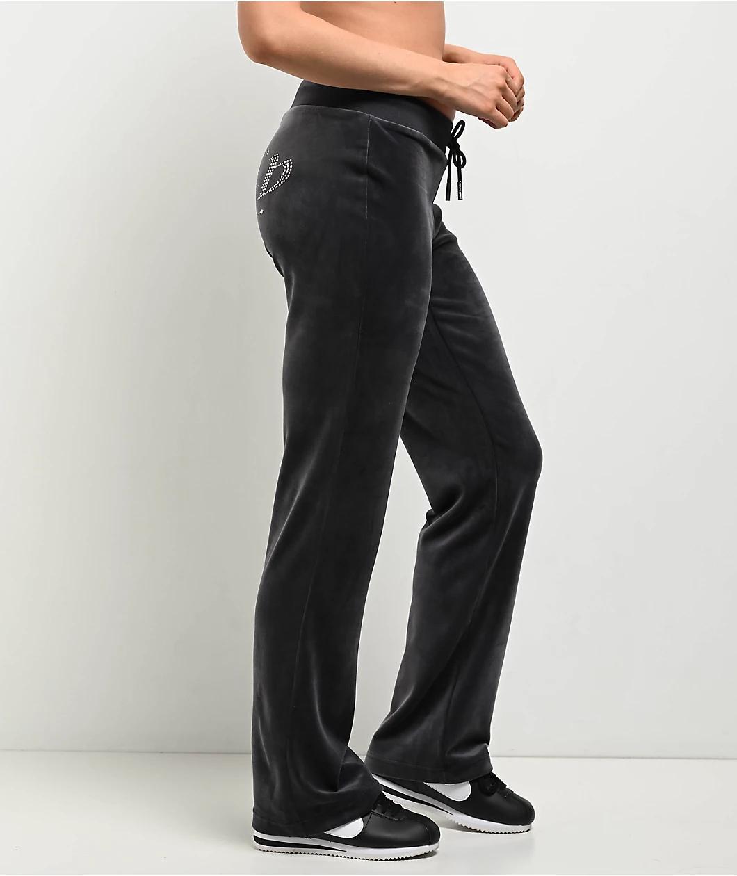 Juicy Couture OG Big Bling Titanium Velour Track Pants Product Image
