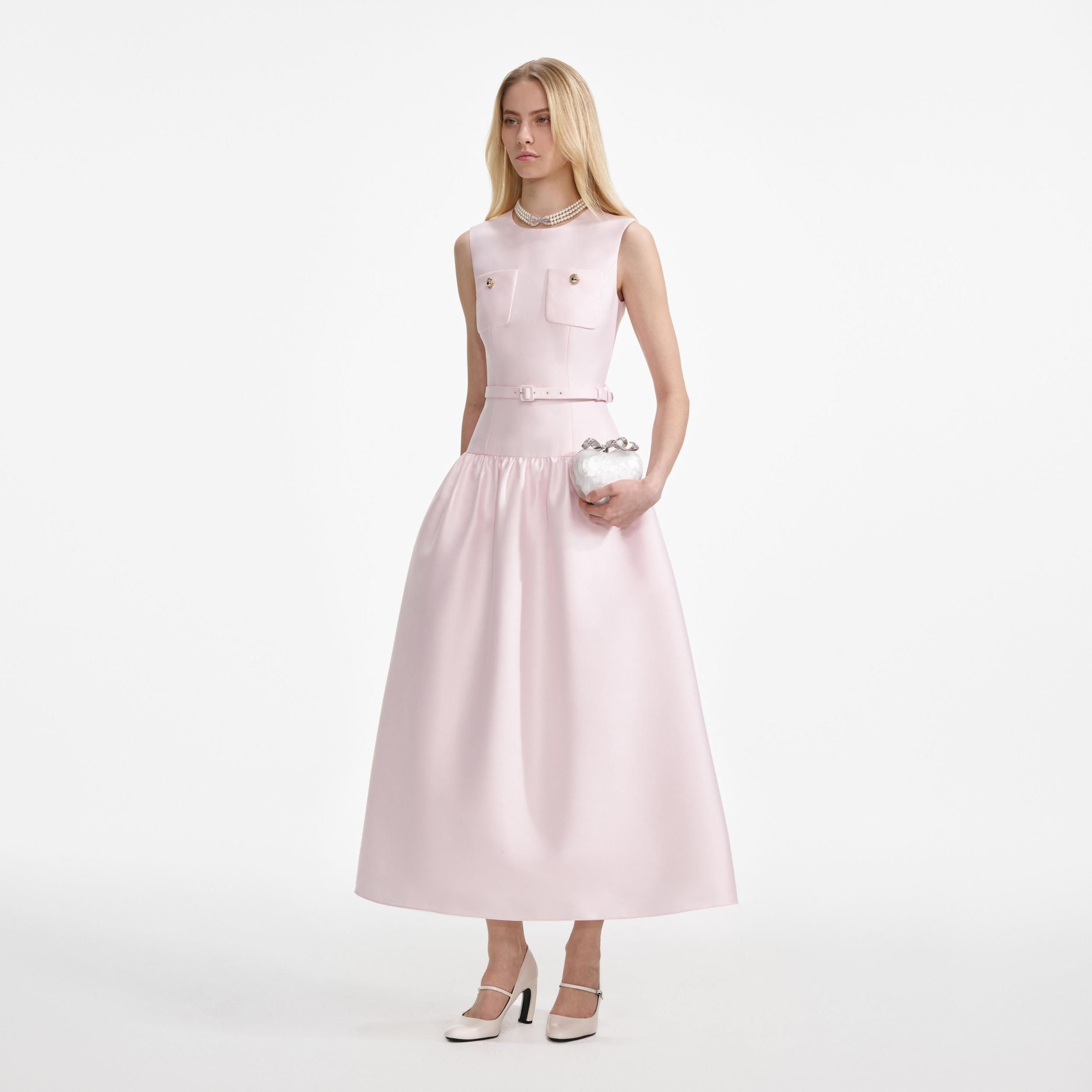 Pink Taffeta Midi Dress Product Image