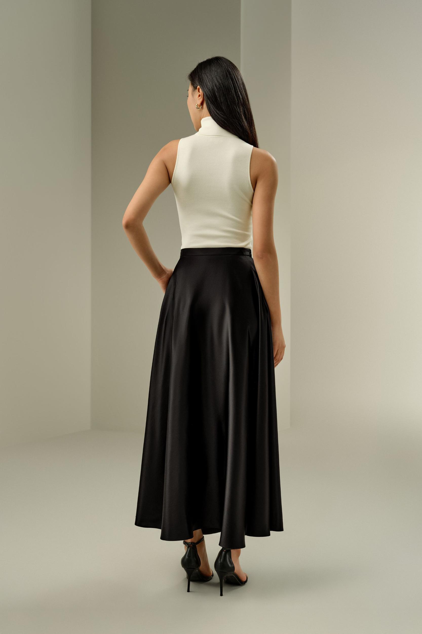 A-Line Silk Maxi Skirt Product Image