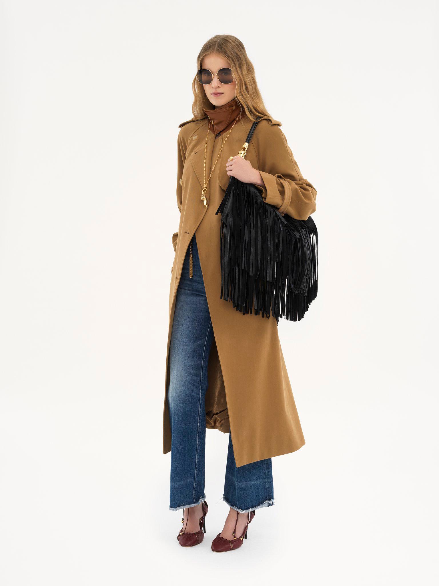 Long trench coat in cotton gabardine Product Image