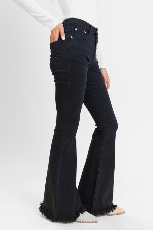 Maren Black Wash Stretchy Flare Jeans Product Image